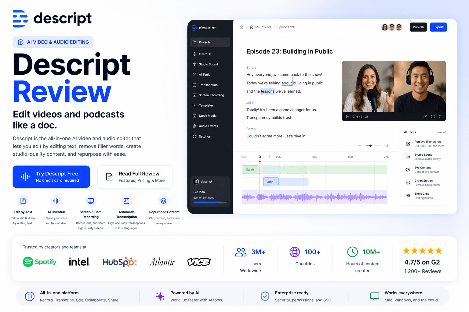 Descript application screenshot
