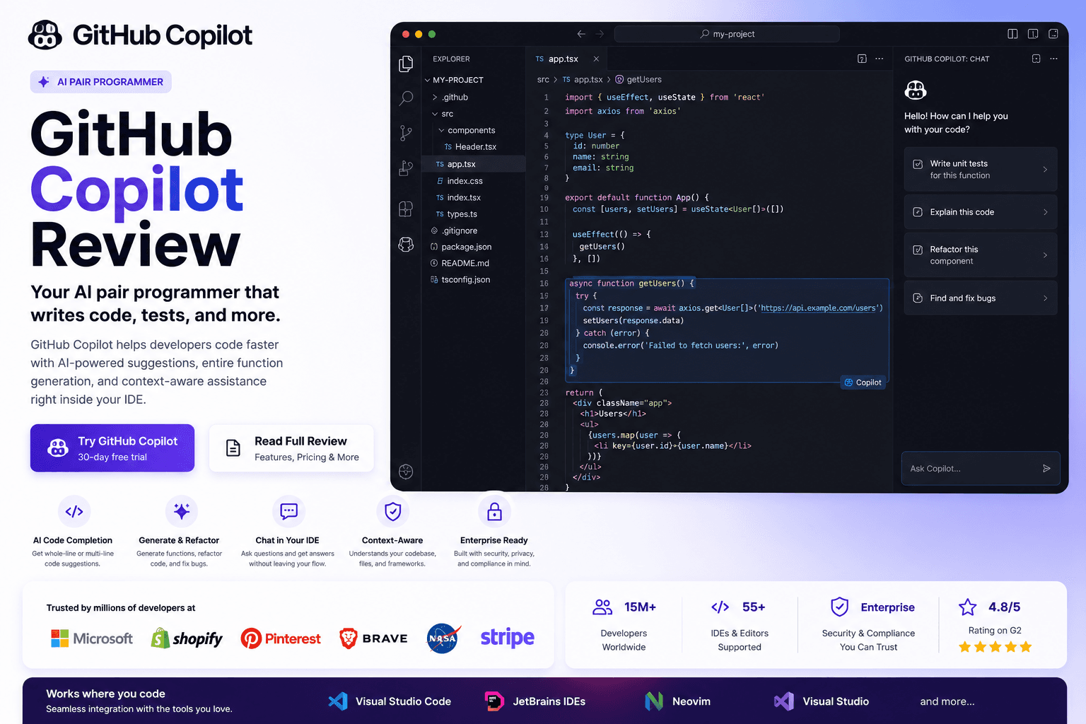 GitHub Copilot application screenshot