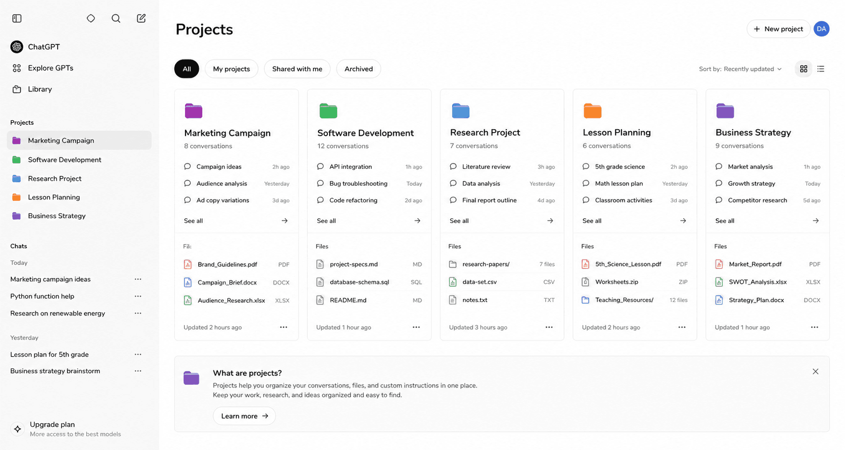 ChatGPT application screenshot